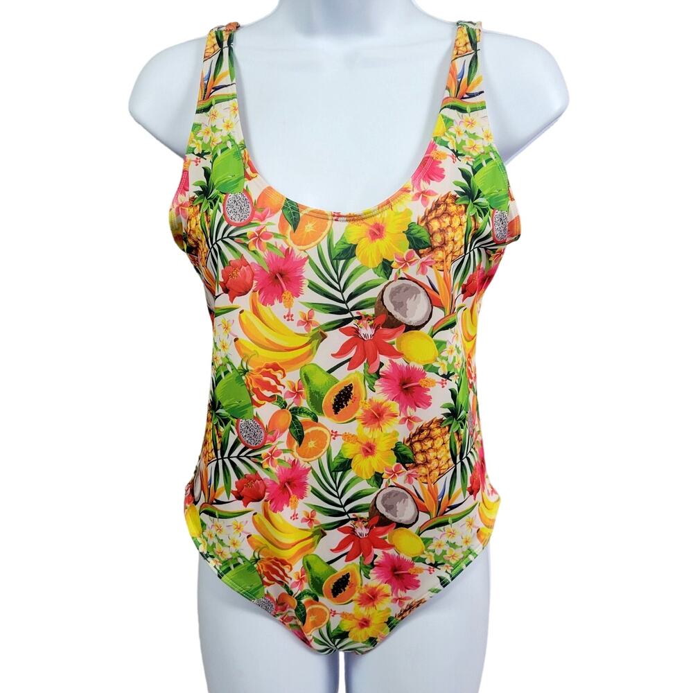 Forever‎ 21 Fruit & Floral Tropical Print One-Piece Swimsuit